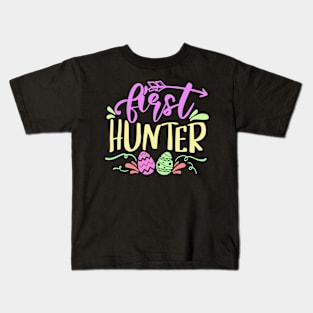 First Hunter, Happy Easter gift, Easter Bunny Gift, Easter Gift For Woman, Easter Gift For Kids, Carrot gift, Easter Family Gift, Easter Day, Easter Matching. Kids T-Shirt